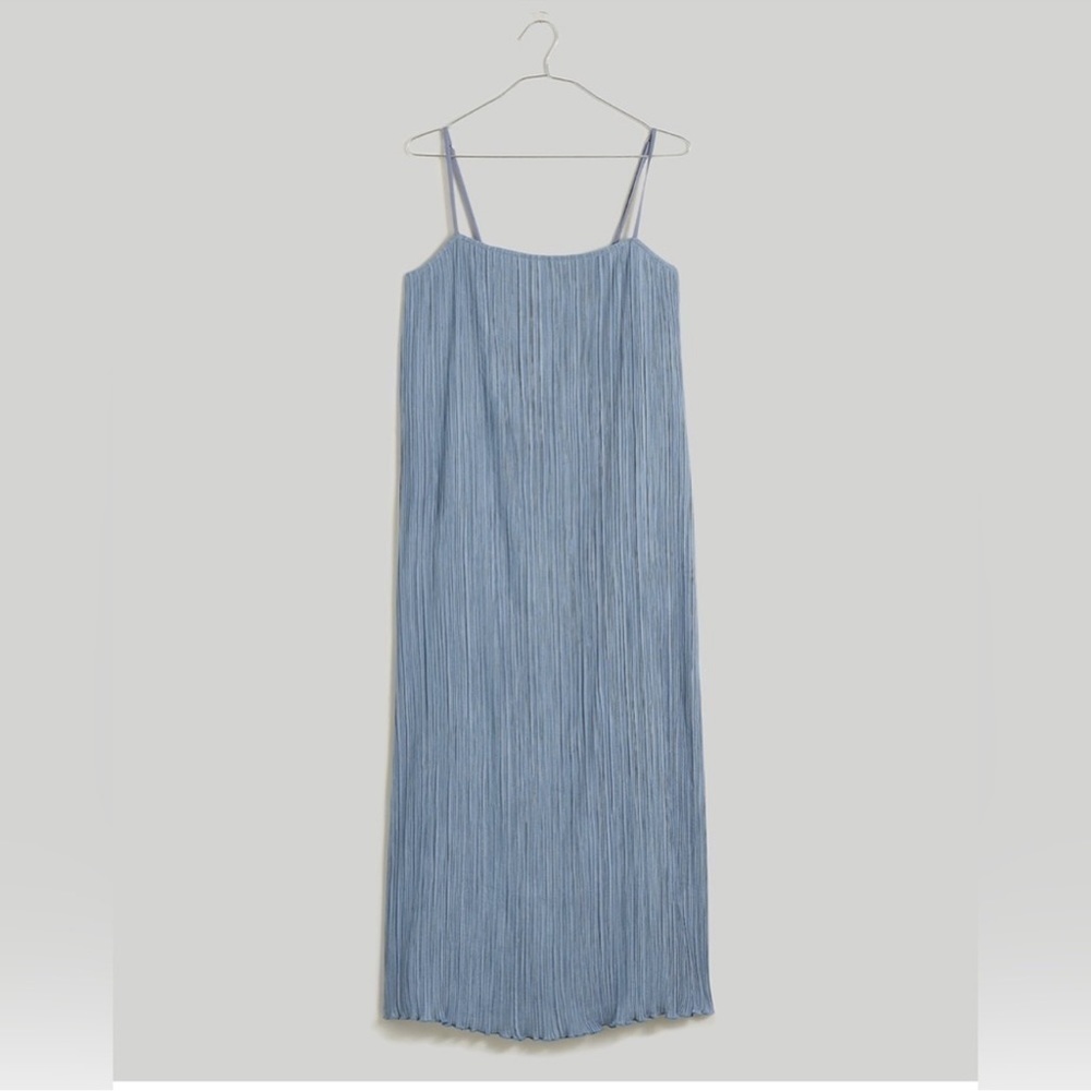 Madewell The Goldie Plissé midi teapot blue dress 6 - Picture 6 of 9